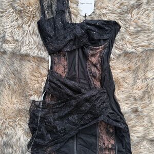 Elegant Black Lace Mini Dress